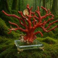 Corarallo rosso con base in vetro ((Sardegna)