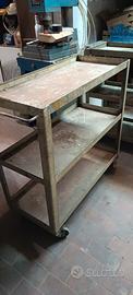 CARRELLO DA OFFICINA IN ACCIAIO CON ROTELLE