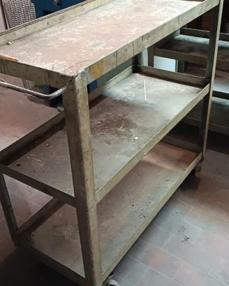 CARRELLO DA OFFICINA IN ACCIAIO CON ROTELLE