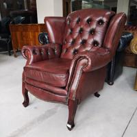 Poltrona chesterfield bergere marrone vintage 