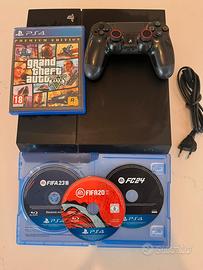 PS4 Nera 500GB + GTA 5 e 3 FIFA