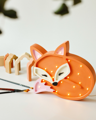 Two N Lampada Artigianale Legno Led Volpe