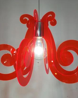 Lampadario moderno d.62 Mizar rosso fluo