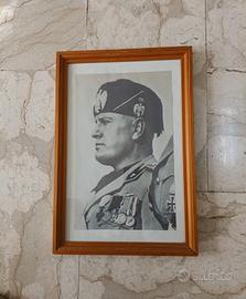 Quadro Duce Benito Mussolini in cornice legno 