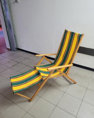 2 sedie a sdraio in legno con tela