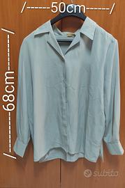 camicia vintage da donna a maniche lunghe grigia