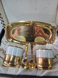 set da caffè in porcellana ottone monopoli anni 60