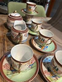 Servizio Caffè Giapponese Vintage Porcellana