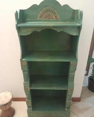 mobiletto etnico in legno, libreria etnica