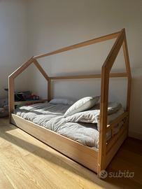 Letto montessoriano in legno con Materasso