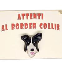 Targa in legno Cane Border Collie in resina