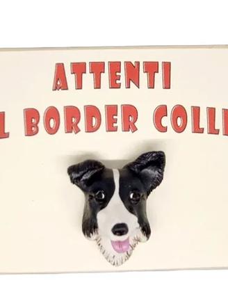 Targa in legno Cane Border Collie in resina