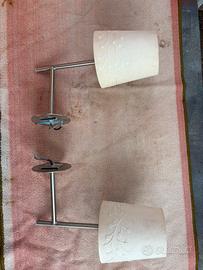 Coppia di lampade in stoffa e acciaio