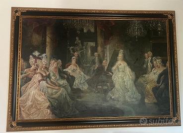 Quadro a Olio su Tela "Scena Galante del '700".
