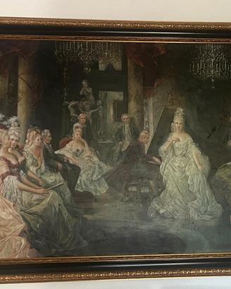 Quadro a Olio su Tela "Scena Galante del '700".