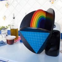 Lucio del Pezzo " Arcobaleno " 1977 pop art