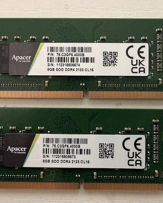 Kit Apacer 2x8GB DDR4 2133 SODIMM industrial