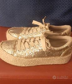 sneakers platform dorate 