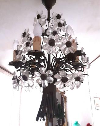 Lampadario bouquet 6 luci in ottone/bronzo Pilutti
