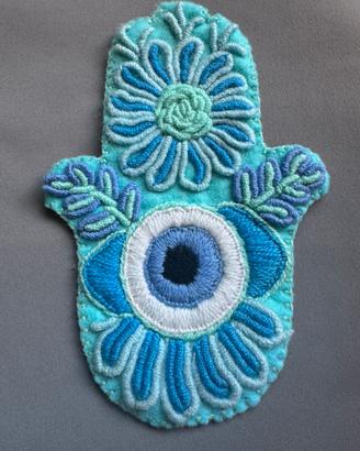 Mano di Fatima Hamsa ricamata amuleto