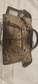 Borsa Balenciaga in pelle traforata,grigio /verde