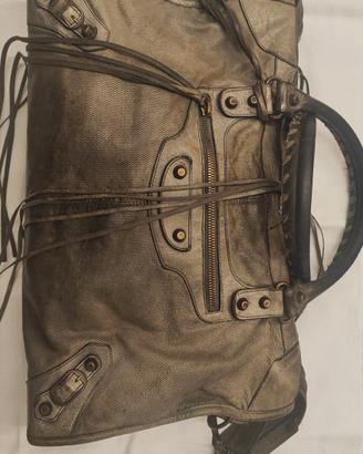 Borsa Balenciaga in pelle traforata,grigio /verde