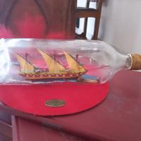 Bottiglia Con Modellino Nave Artigianale Italy