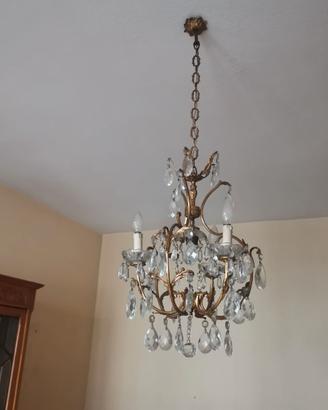 Lampadario vintage Anni '50 - gocce di vetro