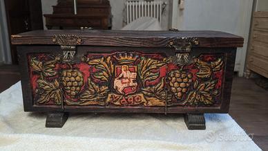 Bauletto legno intagliato decorato anticato