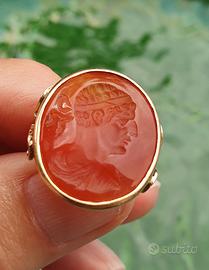 anello antico cameo in corniola e oro