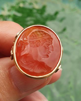 anello antico cameo in corniola e oro