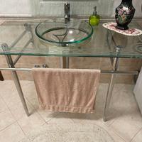 Mobile lavandino bagno cristallo e specchio