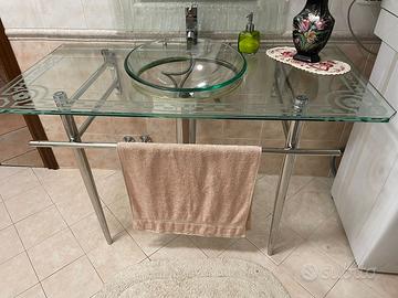 Mobile lavandino bagno cristallo e specchio