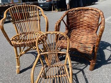 Poltrone in Vimini/Bambù Vintage Lotto nr. 3 pezzi