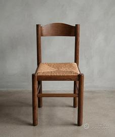 6 sedie legno e paglia