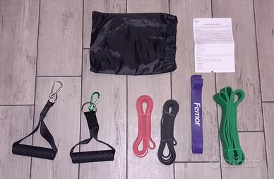 4 Elastici resistenza palestra FEMOR + 2 maniglie