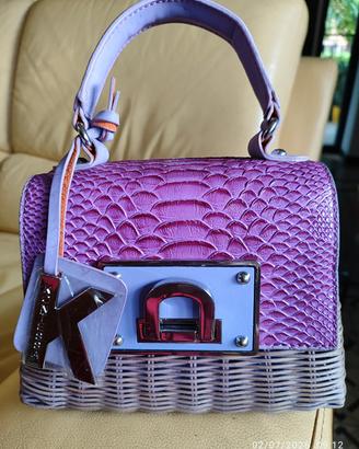 Borsa Kontessa in midollino e pelle stampata 