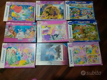 9 puzzle per bimba fino a 6 anni usati poco
