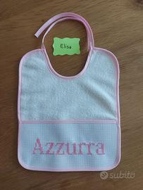 Bavaglino neonata Personalizzato nome AZZURRA