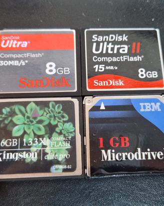 CompactFlash + Microdrive IBM 1GB – Lotto 4 Schede