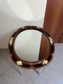 SPECCHIO OVALE IN CERAMICA SMALTATA ANNI '60