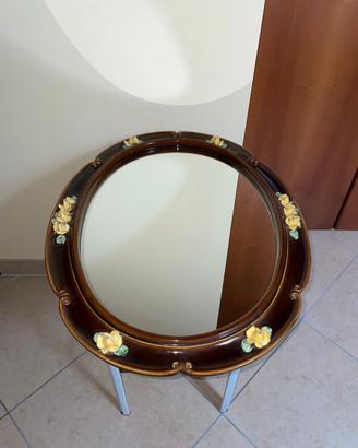 SPECCHIO OVALE IN CERAMICA SMALTATA ANNI '60
