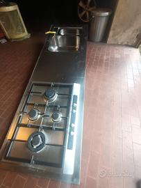 piano cucina e lavello acciaio inox