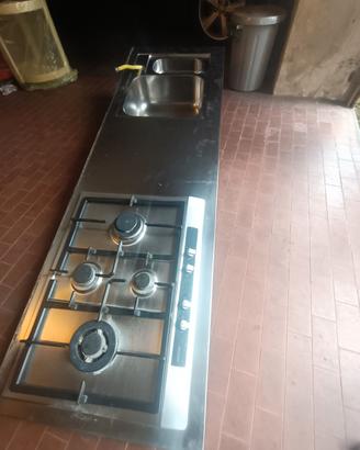 piano cucina e lavello acciaio inox
