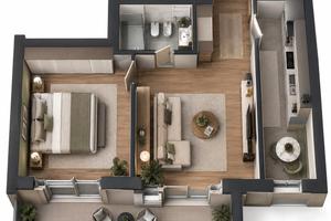 Ampio bilocale con balcone e posto auto incluso