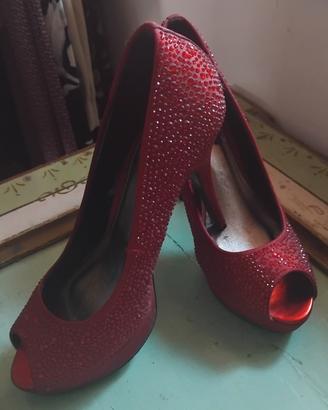 scarpe donna rosse n.40 con tacco 