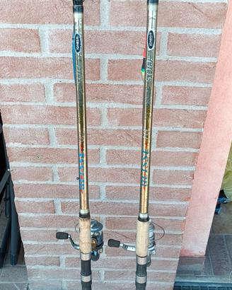 2 canne pesca carbonio ignesti e mulinello alcedo