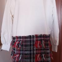 Felpa con inserto in tweed a frange - Sile casual