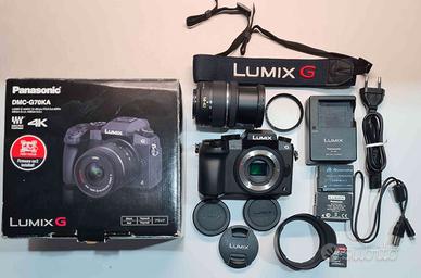 Lumix G70 con 14-42, SD 64GB, 2 batterie e borsa