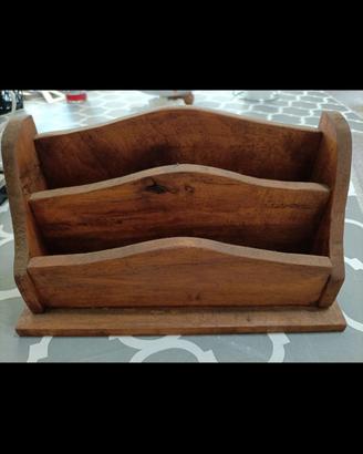 portalettere  da scrivania Vintage in legno ma